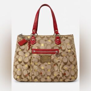 Stylish Coach Brown and Red Women's Bag
